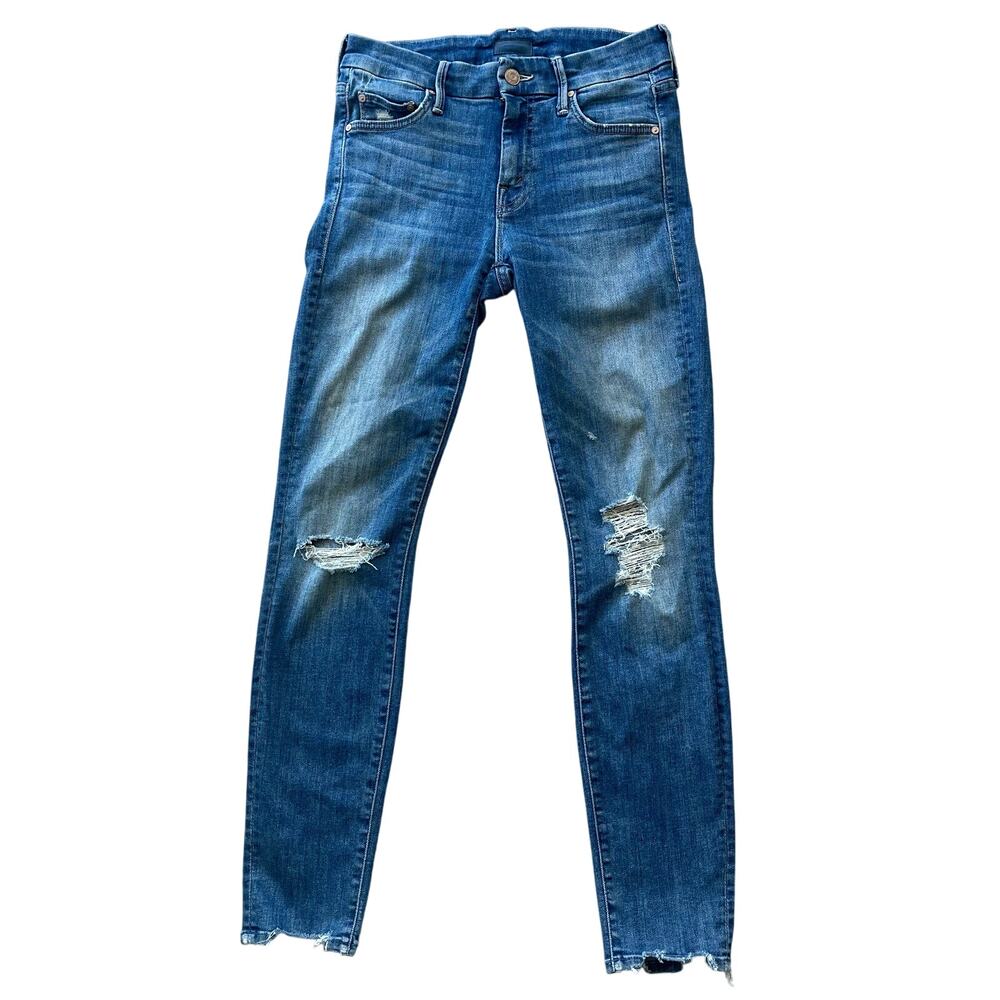 Mother The Looker Ankle Chew Jeans Women's 25 Distressed Mum's The Word Wash
